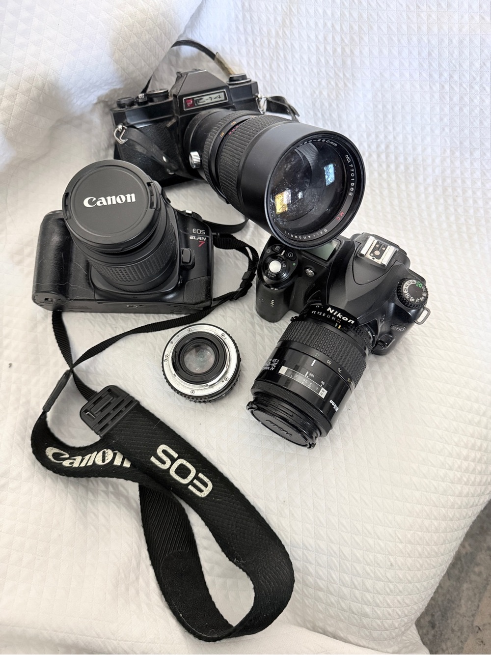 Vintage & Digital Camera Lot – Canon, Nikon, Petri SLR + Lenses (As-Is)